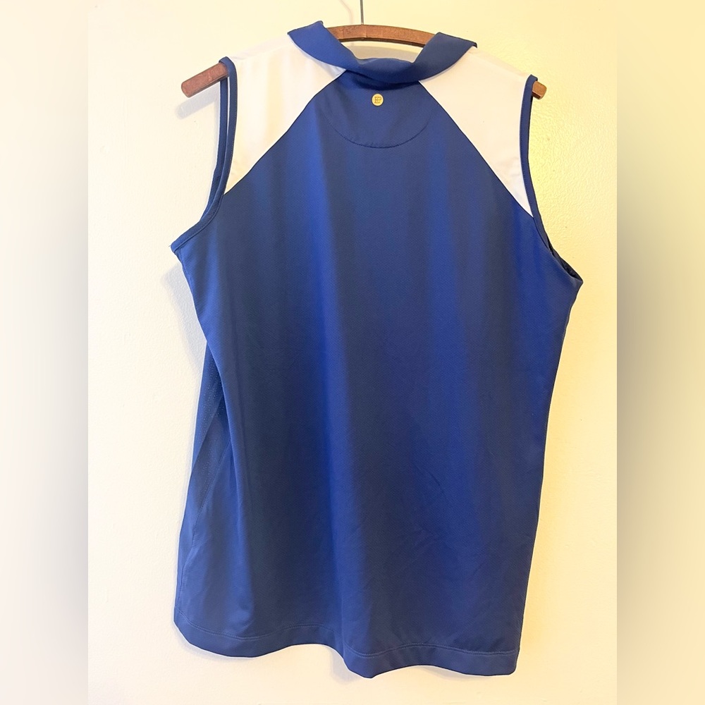 EP New York Blue and White Sleeveless Polo Top - Picture 6 of 6